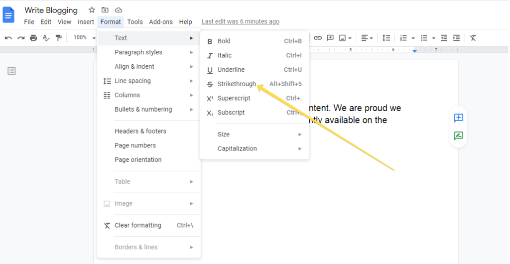 keyboard shortcut for strikethrough google docs