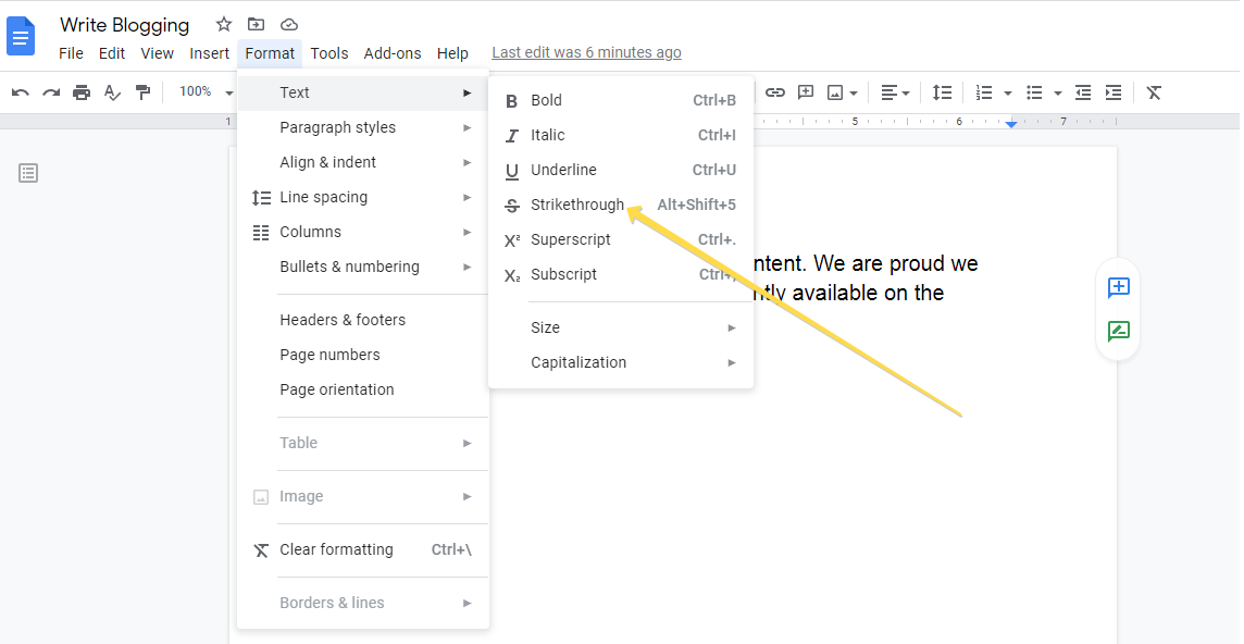 strikethrough google docs hotkey