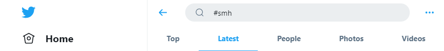 Twitter search on what does SMH mean in text talk