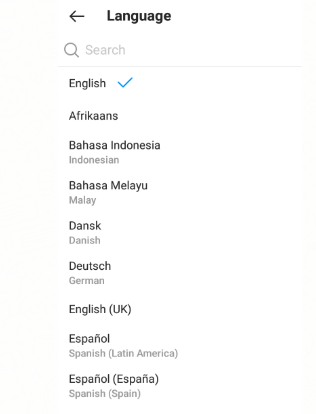 instagram language