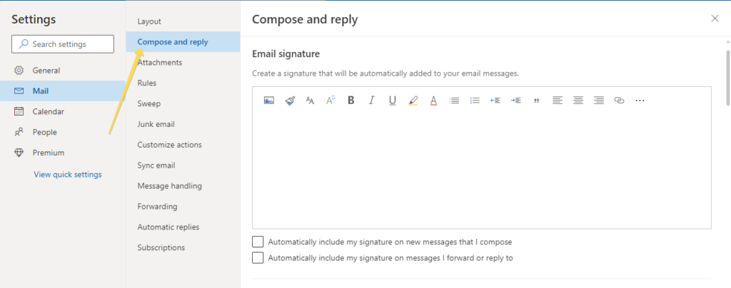 changing outlook signature step 4