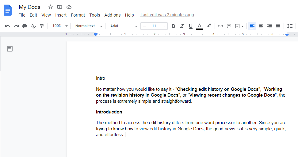 View edit history in Google Docs - Step 1