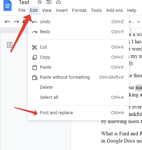 Find keywords in Google Docs 4