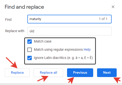 Find keywords in Google Docs 5