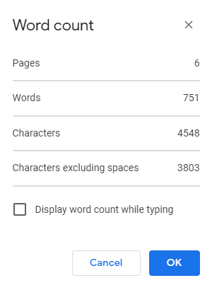 word count on google docs 1