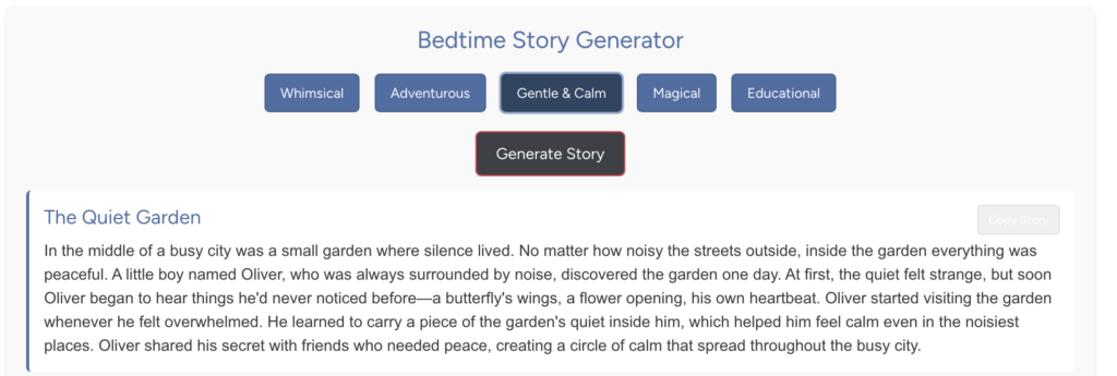 AI bedtime story generator