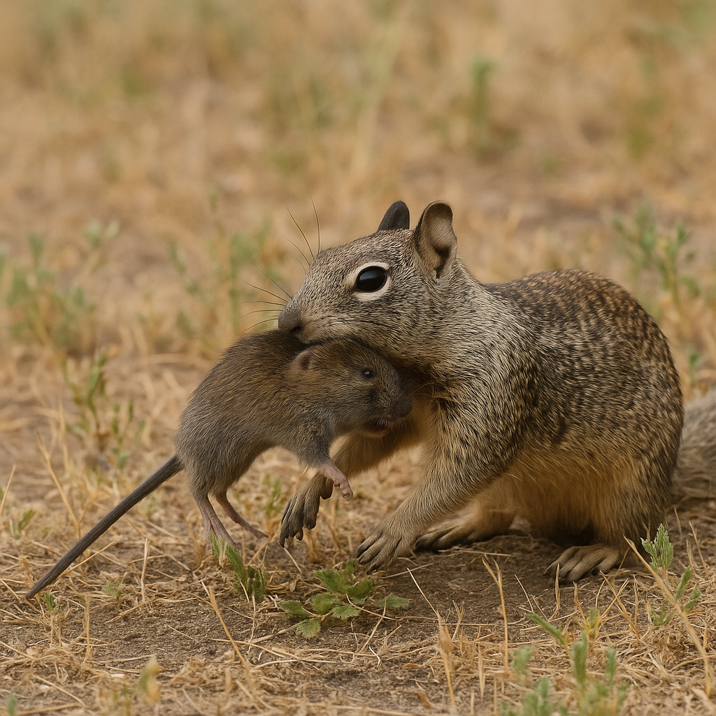 California Ground Squirrels Caught Hunting Voles